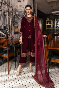 3 Piece - Embroidered Premium Velvet Suit V001018