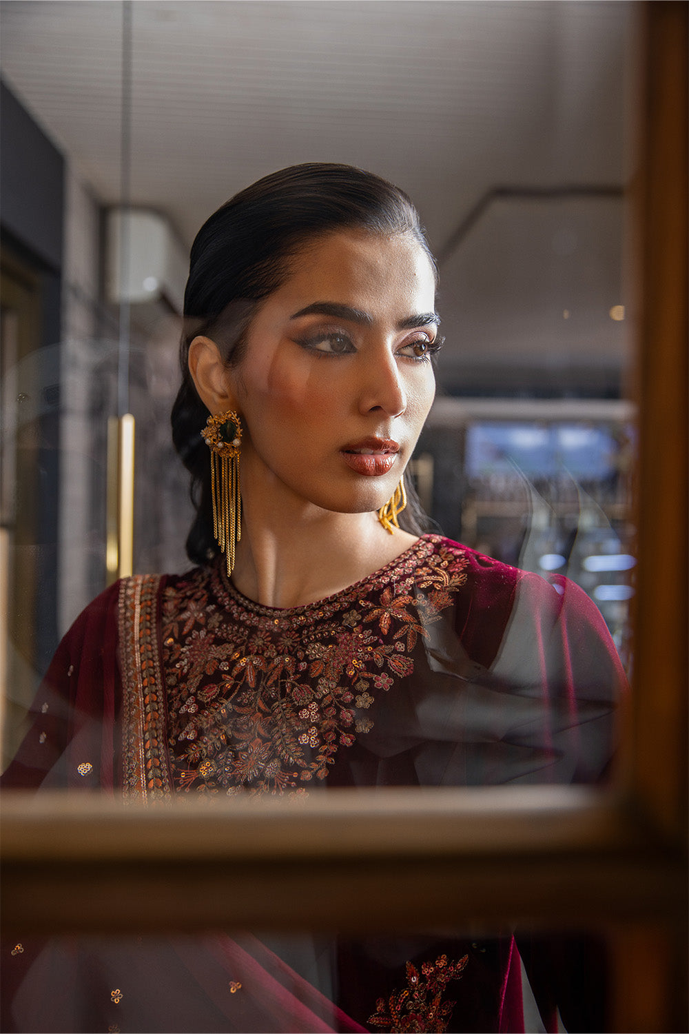 3 Piece - Embroidered Premium Velvet Suit V001018