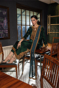 3 Piece - Embroidered Premium Velvet Suit V001016