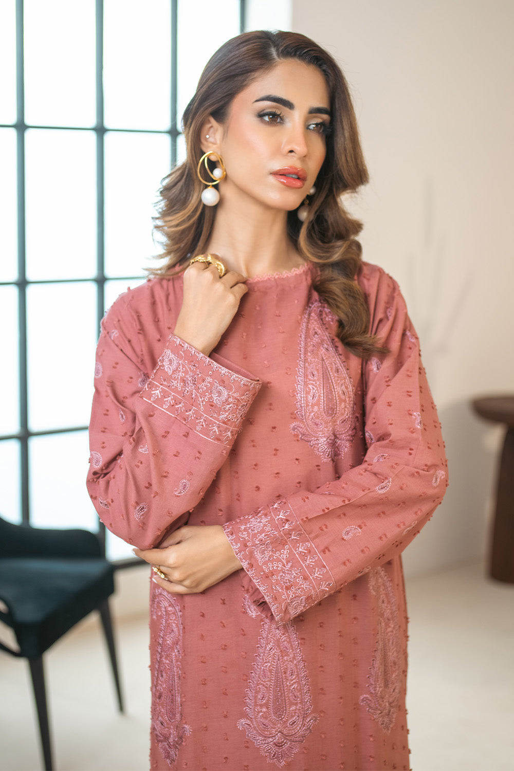 2 Piece - Embroidered Brosha Lawn Suit PB01066