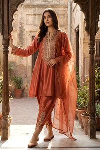 3 Piece - Premium Pure Silk Embroidered Suit LFP1146