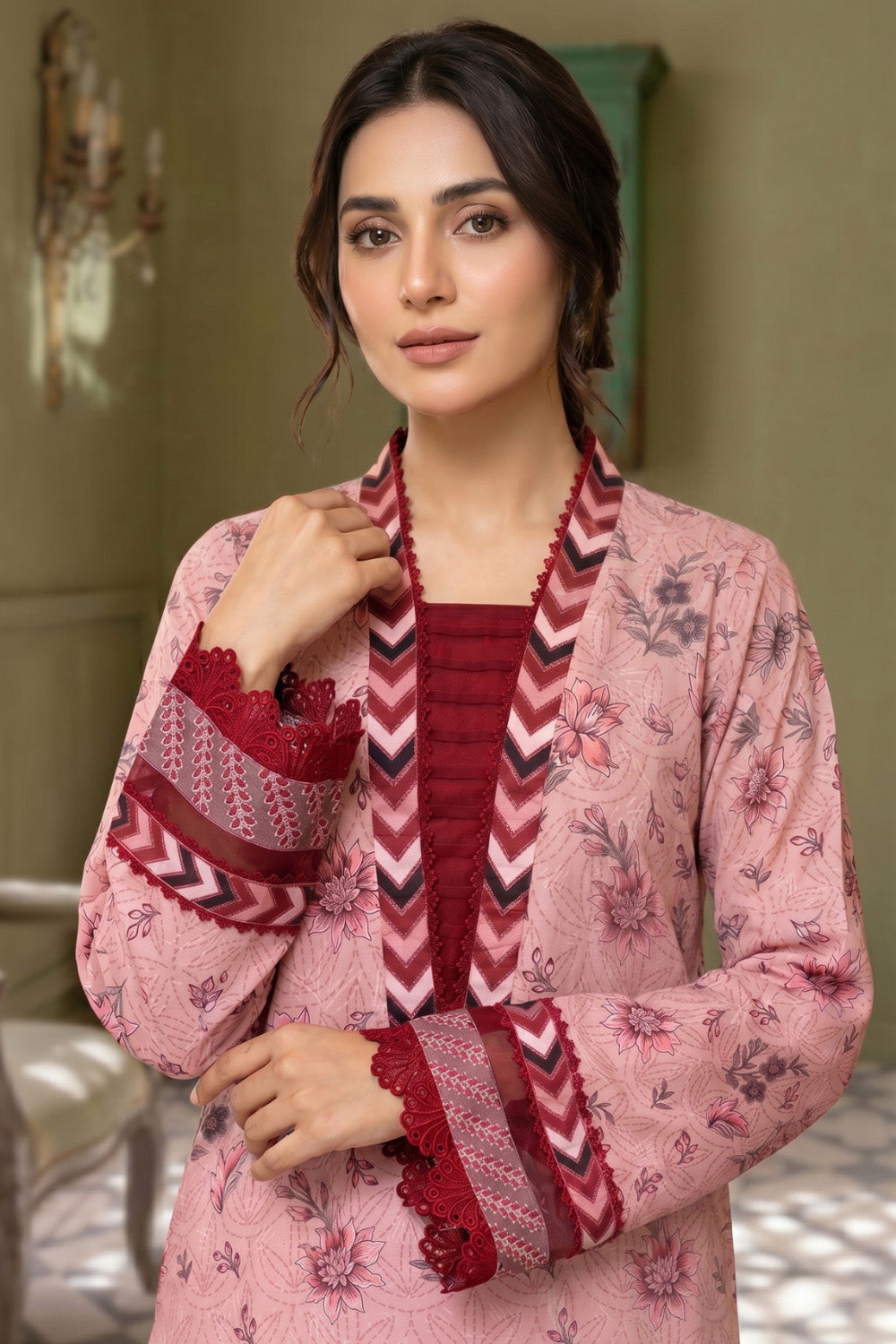 3 Piece - Embroidered Digital Printed Lawn Suit P001237