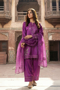 3 Piece - Premium Pure Silk Embroidered Suit LFP1148