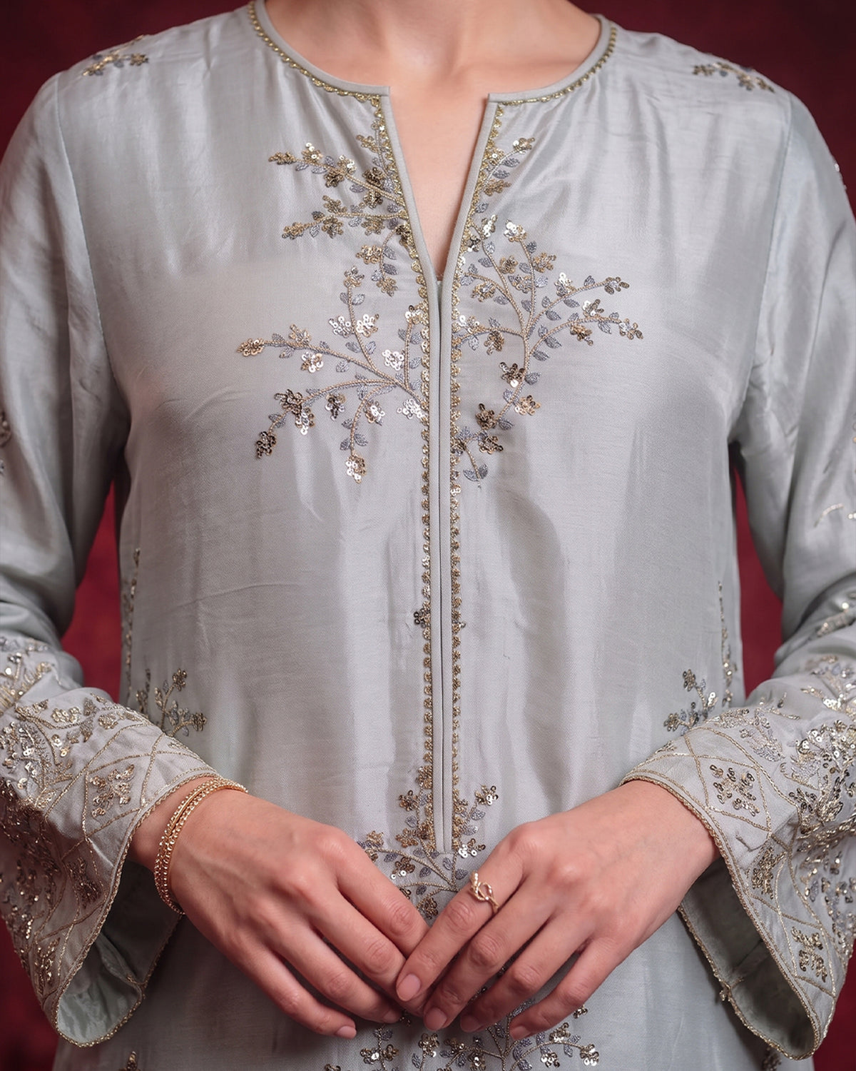 3 Piece - Premium Pure Tussar Silk Embroidered Suit LFP1170