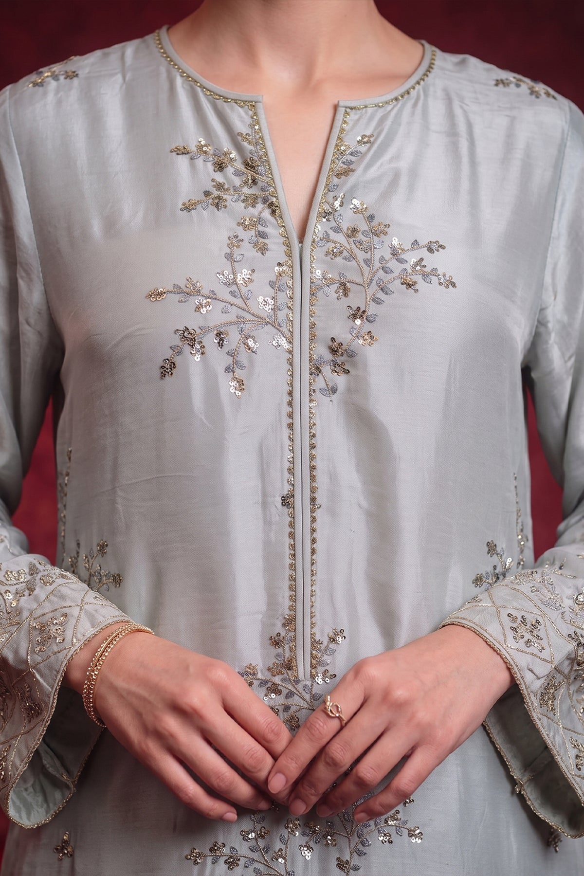 3 Piece - Premium Pure Tussar Silk Embroidered Suit LFP1170