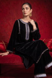 2 Piece - Embroidered Velvet Suit V1022