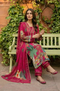 3 Piece - Embellished Printed Shamoz Silk Suit LFP1165