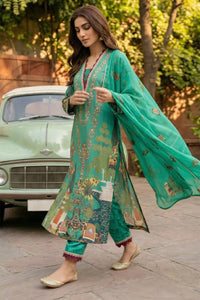 3 Piece - Embellished Printed Shamoz Silk Suit LFP1166