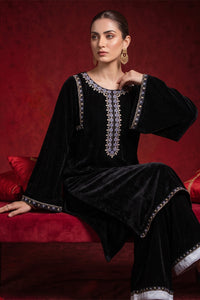 2 Piece - Embroidered Velvet Suit V1022