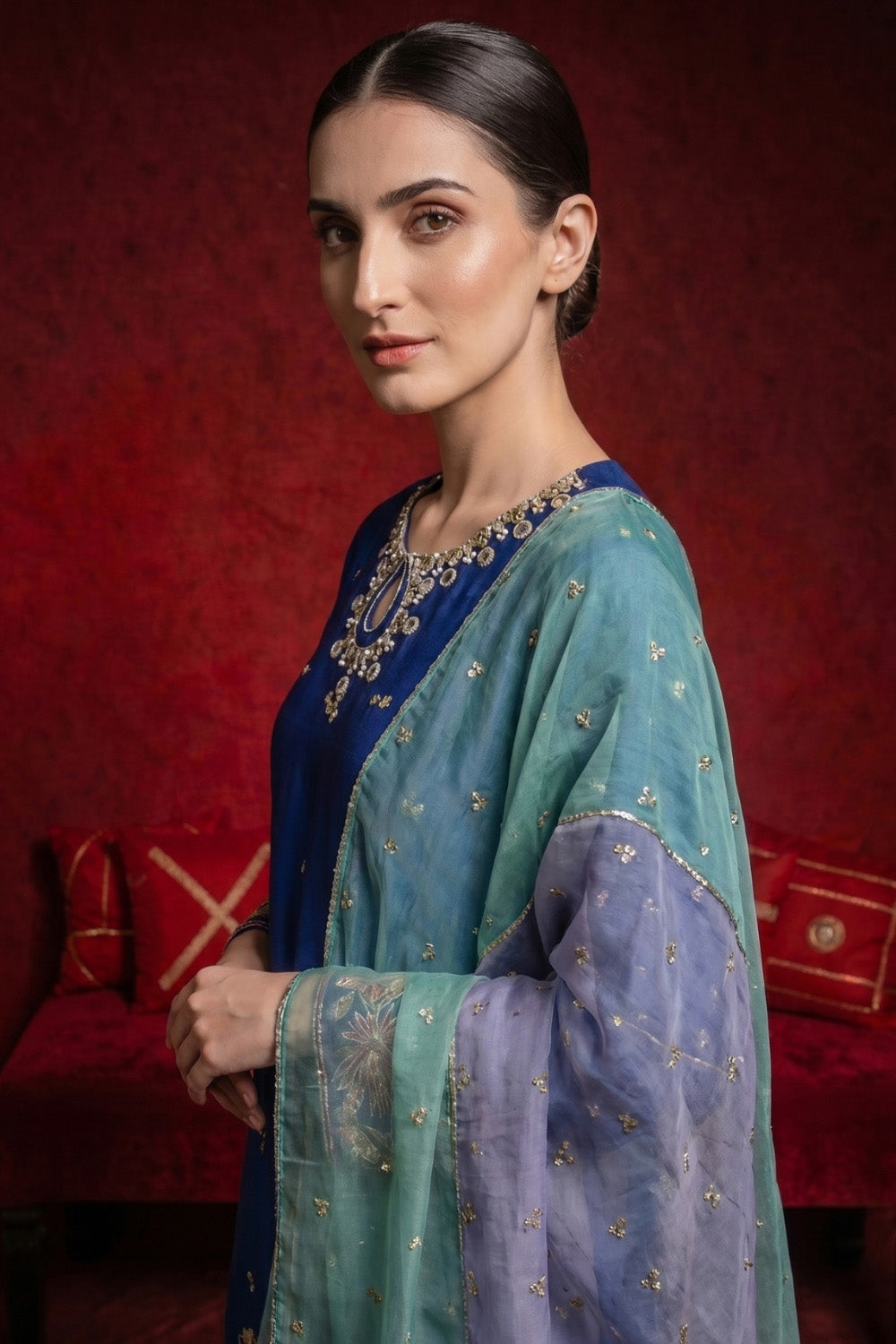3 Piece - Premium Pure Sheesha Silk Embroidered Suit LFP1150