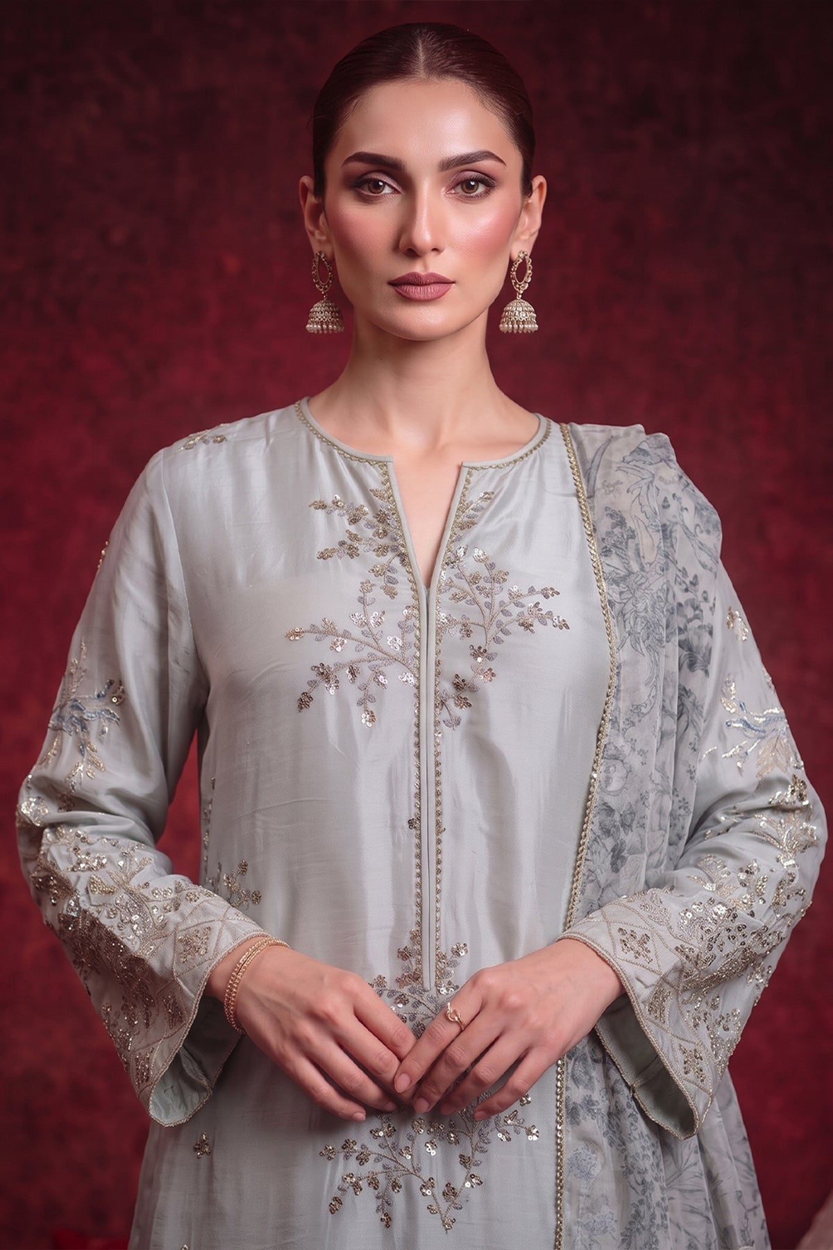 3 Piece - Premium Pure Tussar Silk Embroidered Suit LFP1170