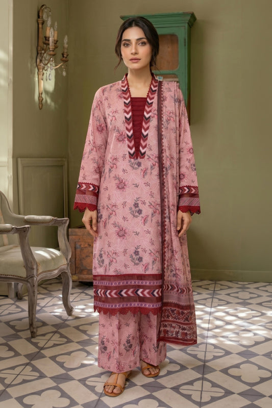 3 Piece - Embroidered Digital Printed Lawn Suit P001237