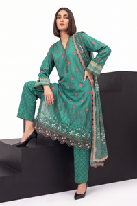 3 Piece - Embroidered Digital Printed Lawn Suit P001240