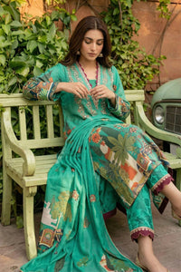 3 Piece - Embellished Printed Shamoz Silk Suit LFP1166