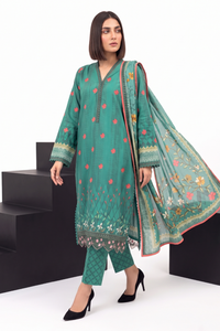 3 Piece - Embroidered Digital Printed Lawn Suit P001240