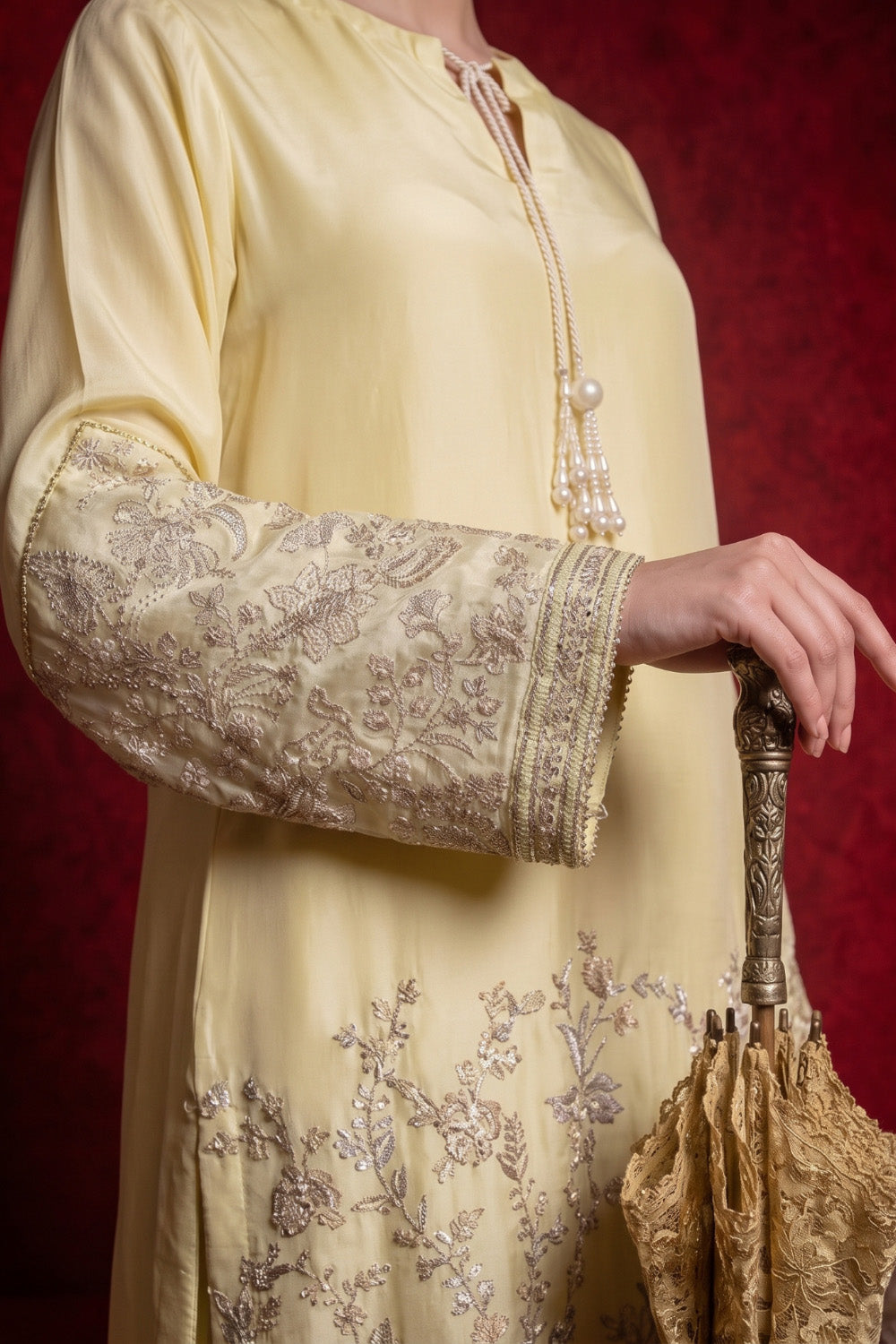 3 Piece - Premium Pure Tussar Silk Embroidered Suit LFP1171