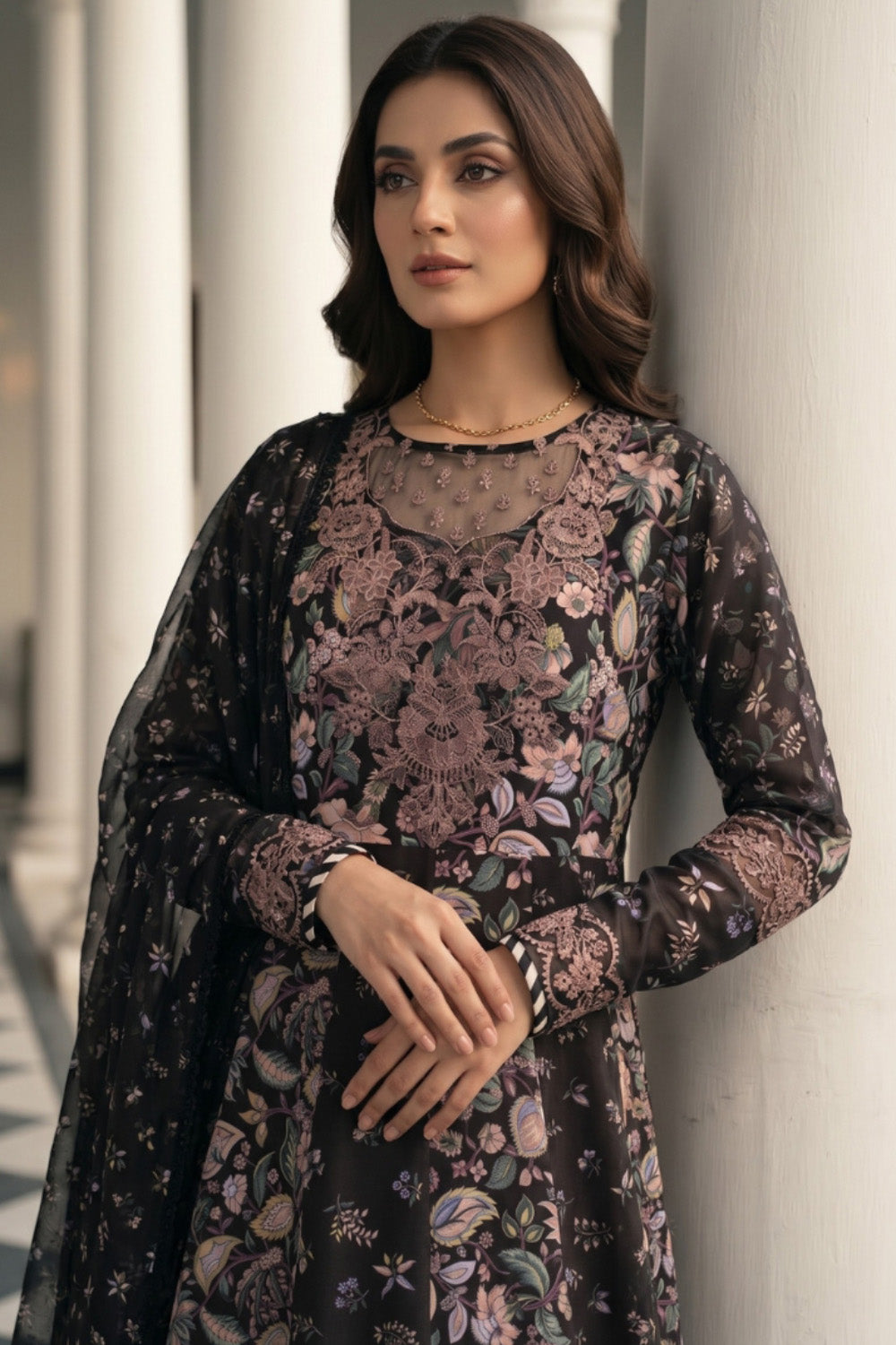 2 Piece - Embroidered Digital Printed Lawn Suit P001229