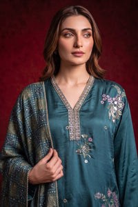 3 Piece - Premium Pure Tussar Silk Embroidered Suit LFP1153