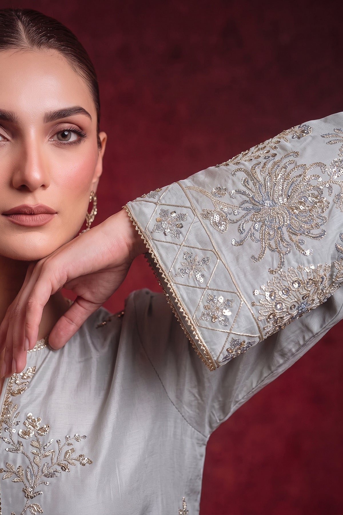 3 Piece - Premium Pure Tussar Silk Embroidered Suit LFP1170