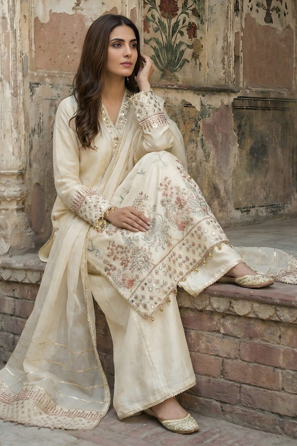 3 Piece - Premium Pure Silk Embroidered Suit LFP1149