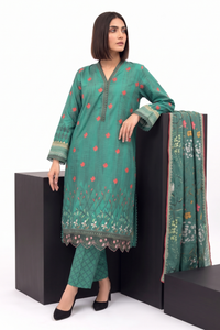 3 Piece - Embroidered Digital Printed Lawn Suit P001240