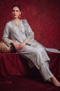 3 Piece - Premium Pure Tussar Silk Embroidered Suit LFP1170