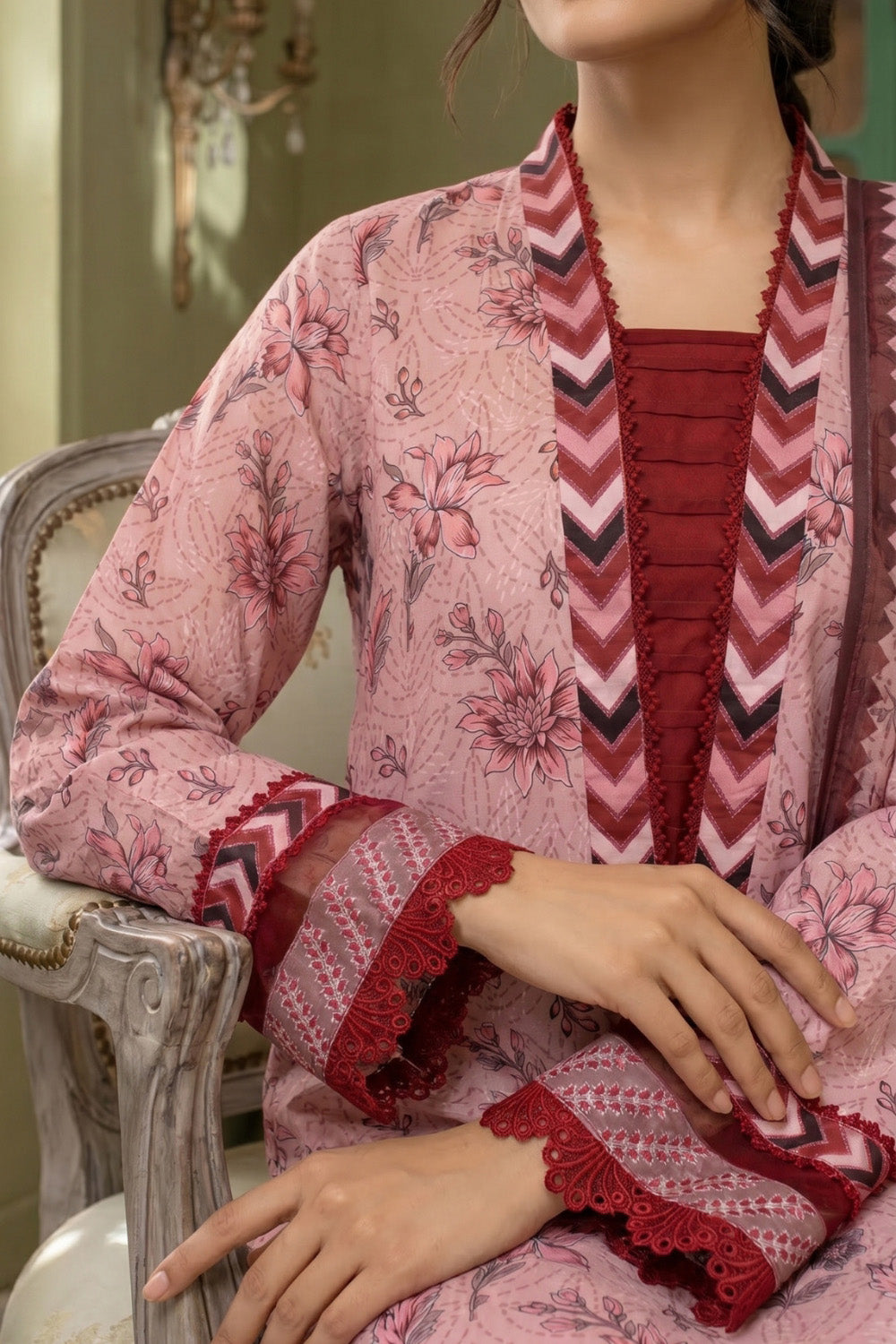 3 Piece - Embroidered Digital Printed Lawn Suit P001237