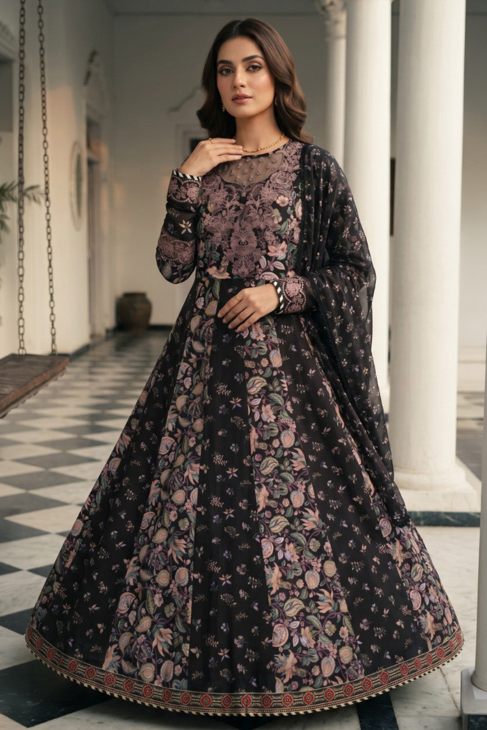 2 Piece - Embroidered Digital Printed Lawn Suit P001229