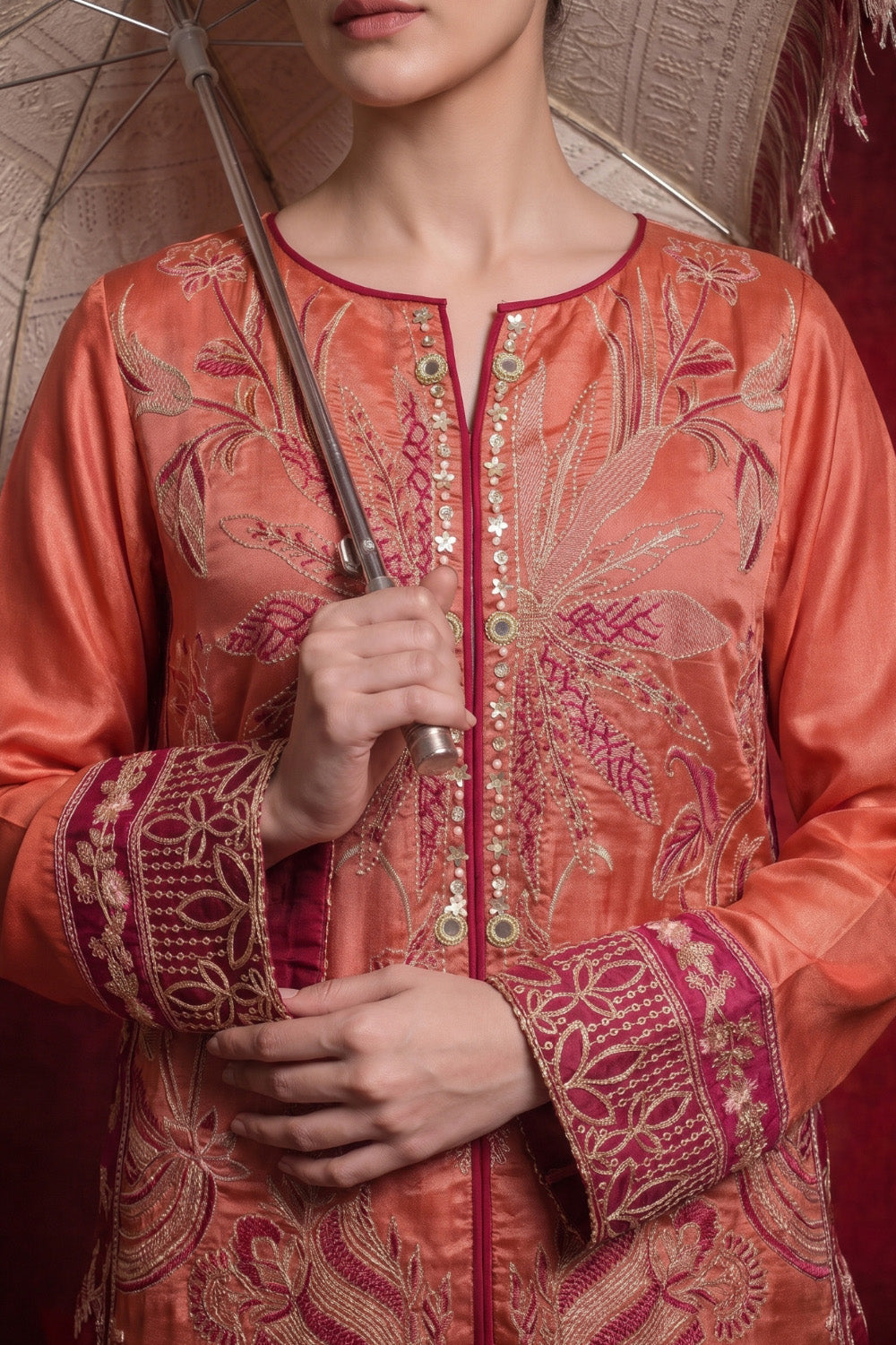 3 Piece - Premium Pure Tussar Silk Embroidered Suit LFP1152