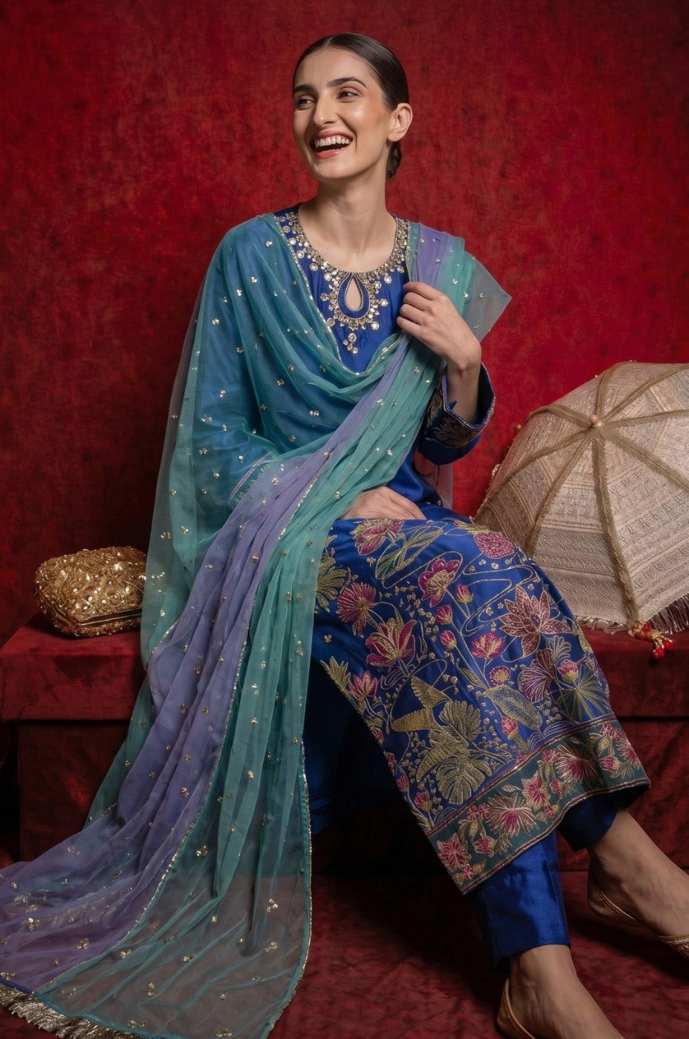 3 Piece - Premium Pure Sheesha Silk Embroidered Suit LFP1150