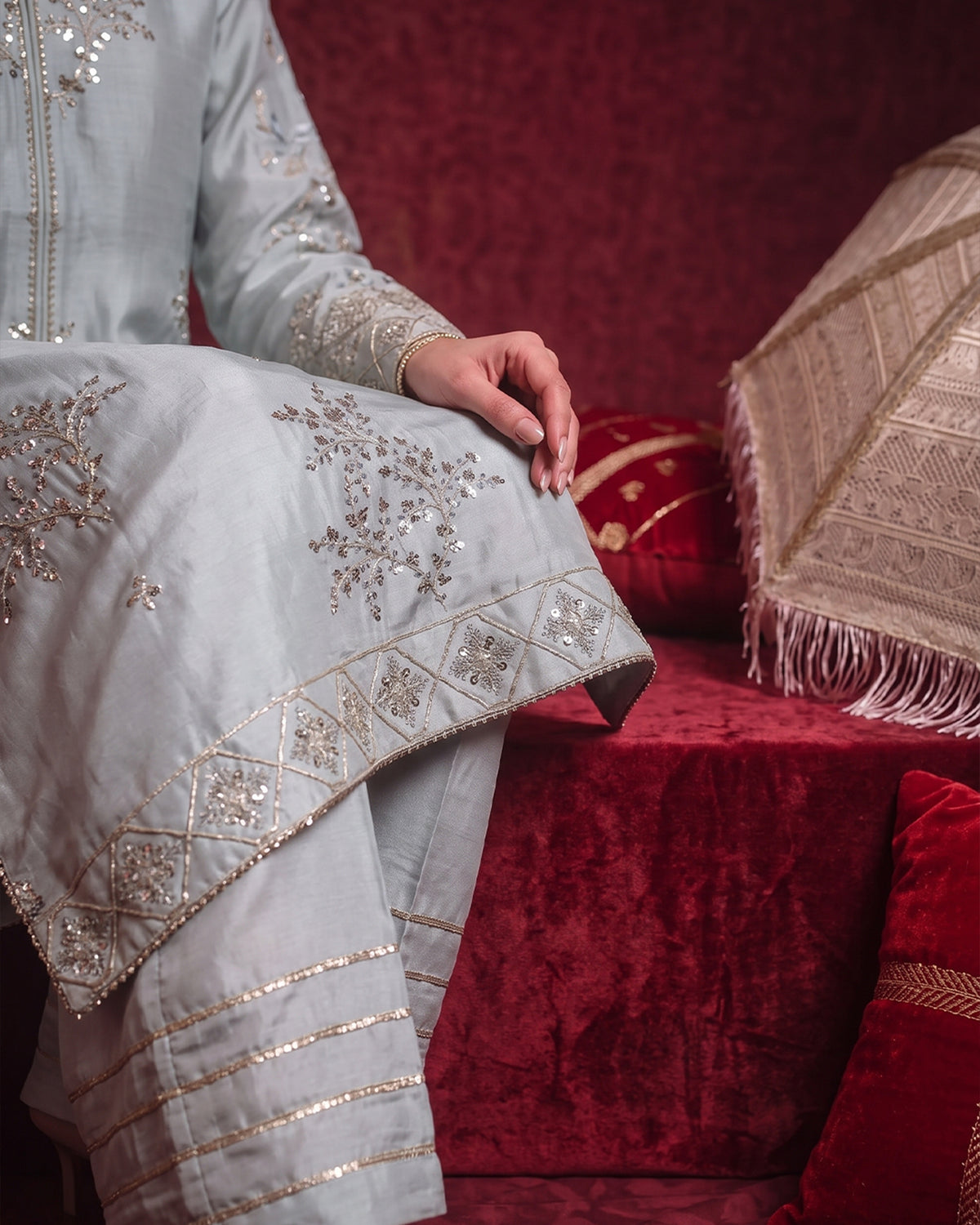 3 Piece - Premium Pure Tussar Silk Embroidered Suit LFP1170