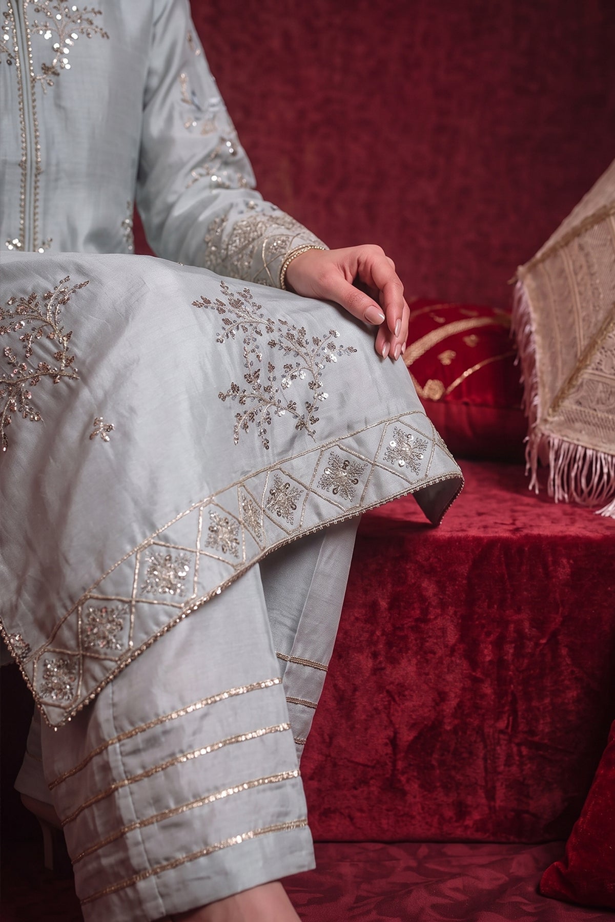 3 Piece - Premium Pure Tussar Silk Embroidered Suit LFP1170