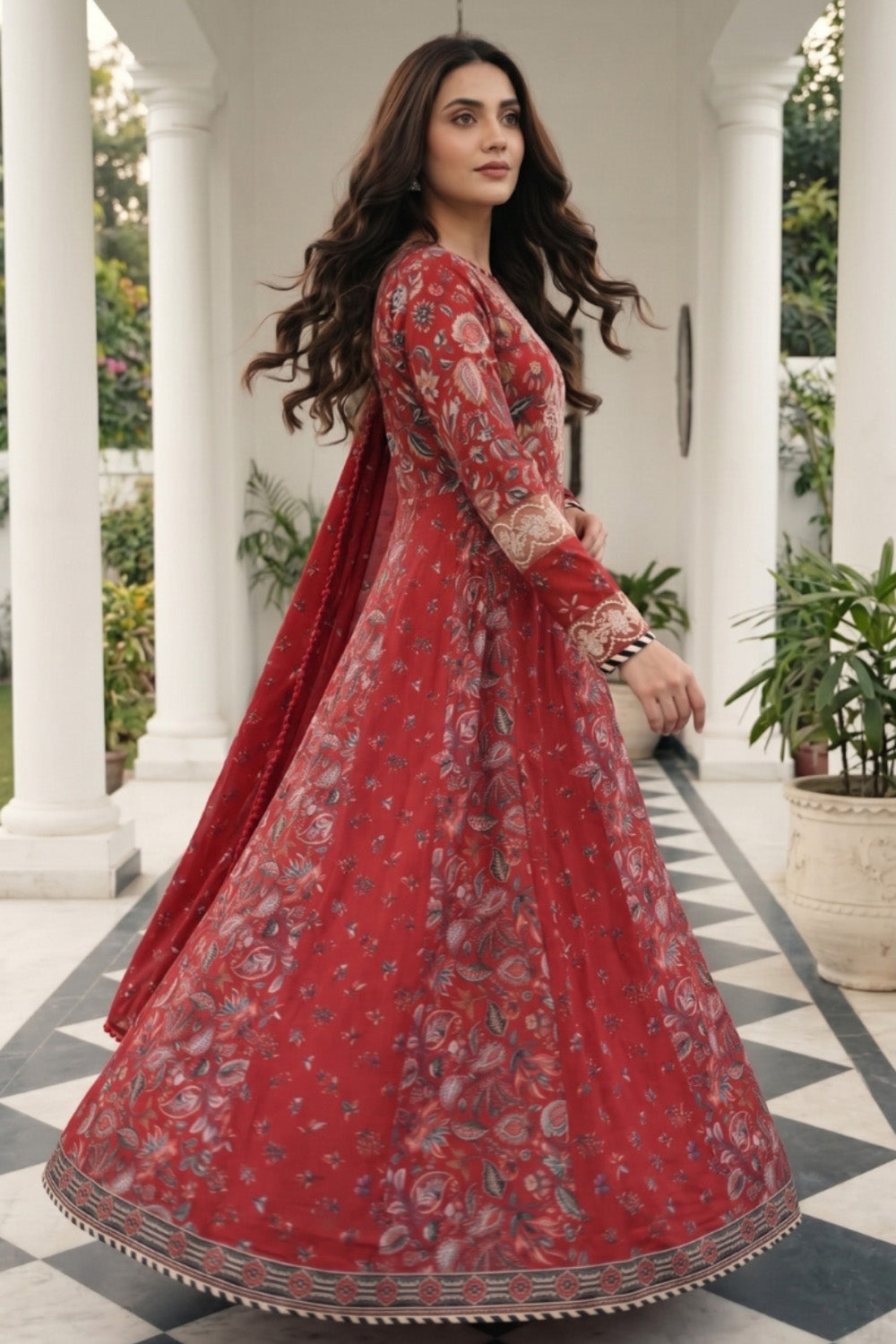 2 Piece - Embroidered Digital Printed Lawn Suit P001230