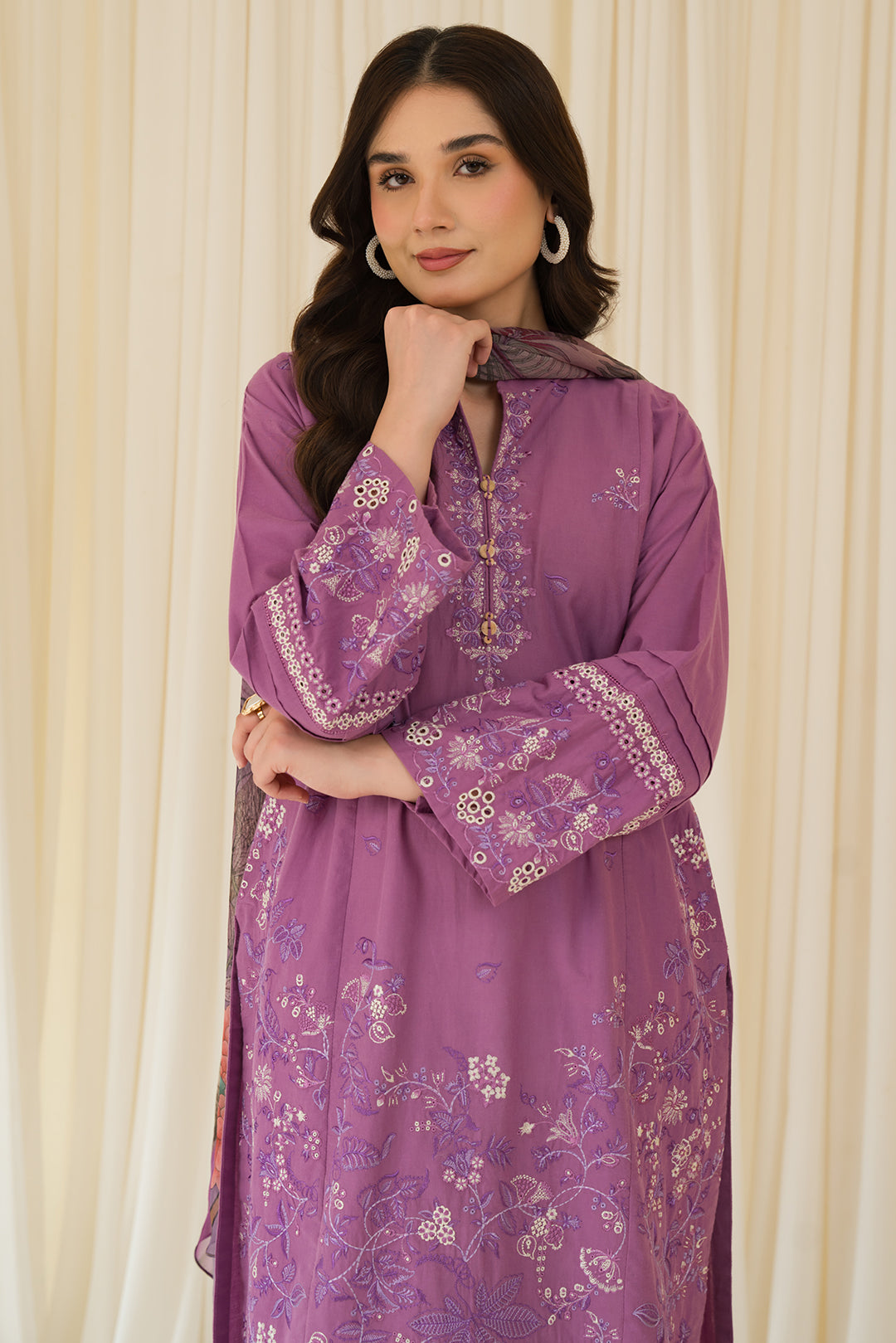 2 Piece - Embroidered Cambric Suit P0799