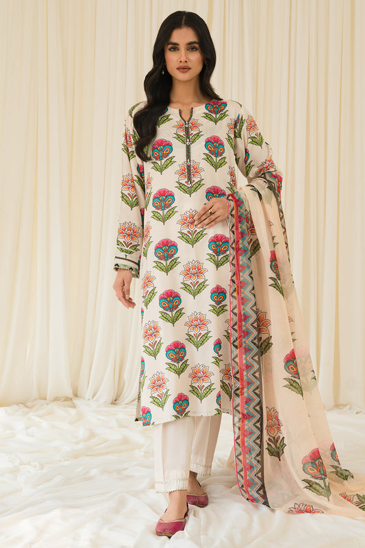 3 Piece - Digital Printed Linen Suit P0827A