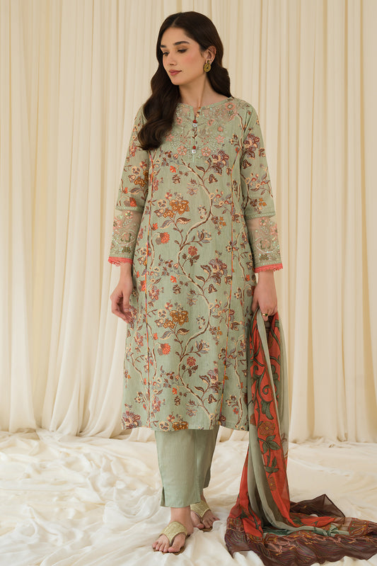 3 Piece - Embroidered Cambric Suit P0826