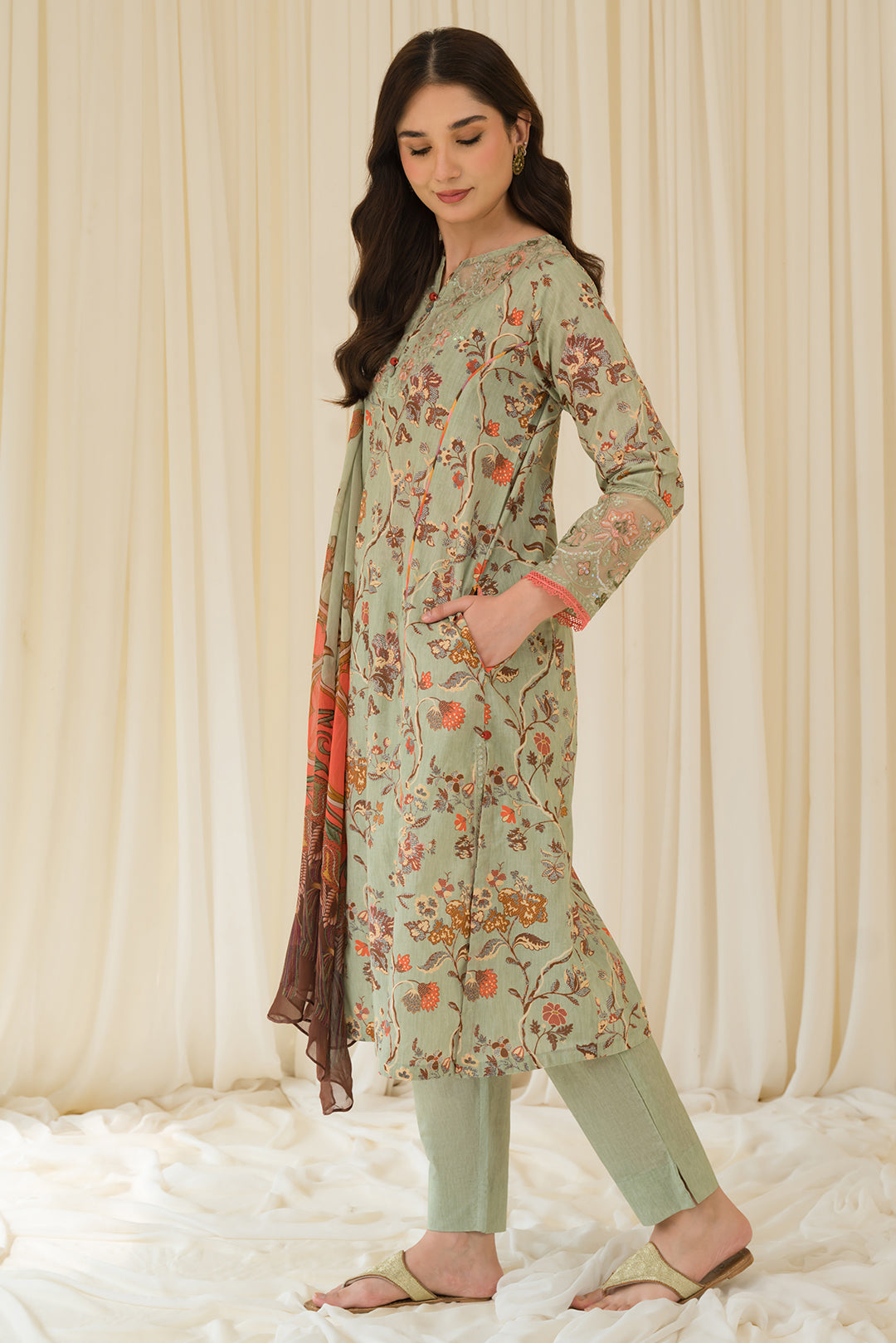 3 Piece - Embroidered Cambric Suit P0826
