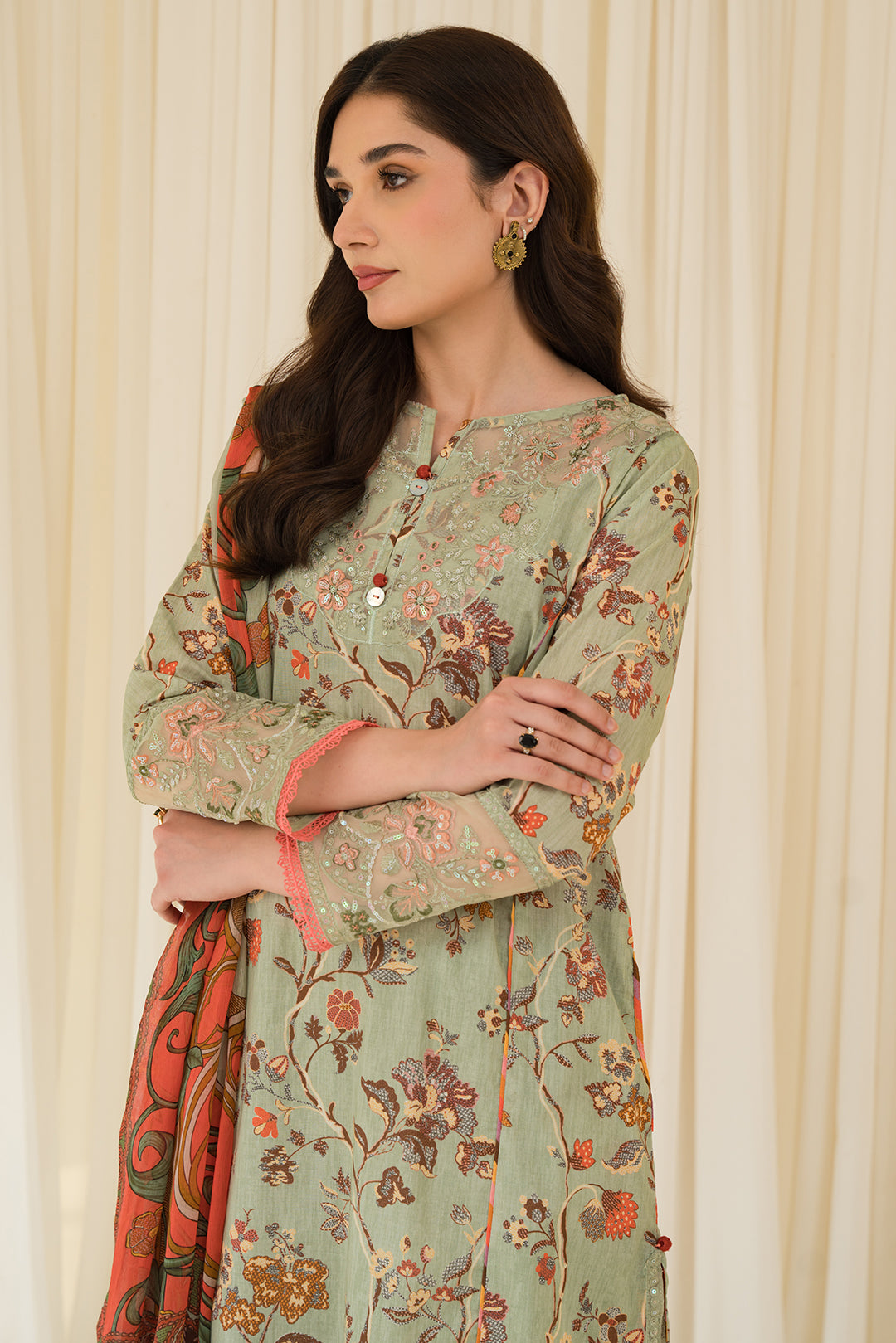 3 Piece - Embroidered Cambric Suit P0826