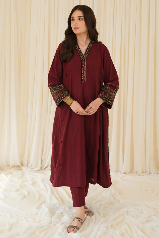 2 Piece - Embroidered Slub Khaddar Suit P0880 (SO)