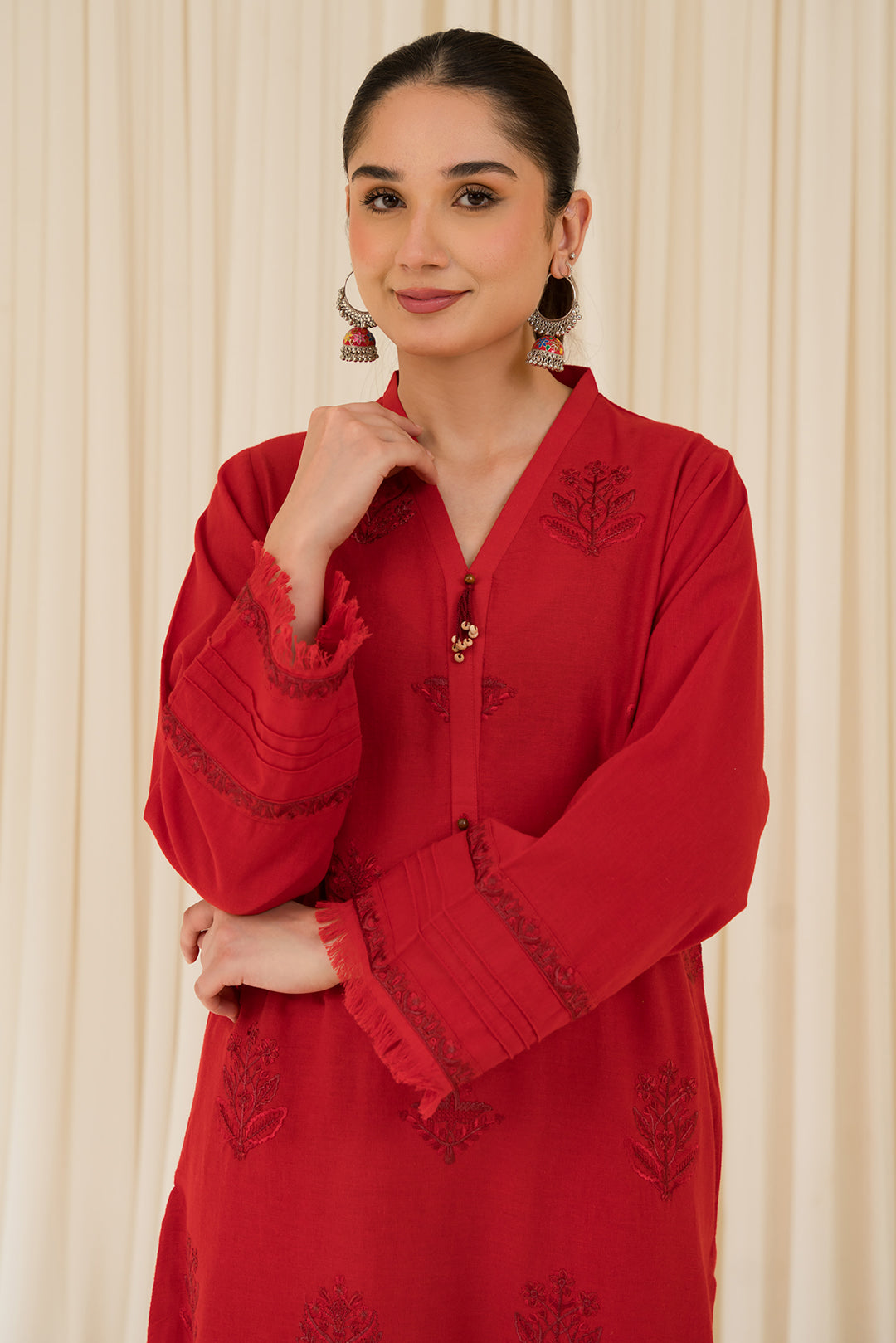 2 Piece - Embroidered Khaddar Suit P0864