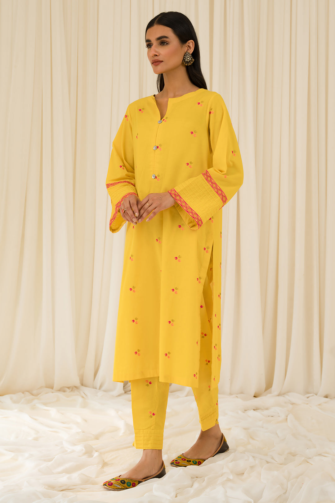 2 Piece - Embroidered Dyed Cambric Suit P0797