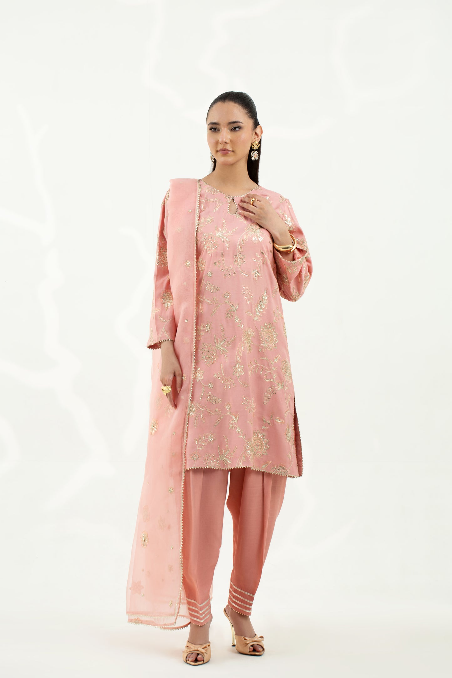 3 Piece - Embroidered Raw Silk Suit LFP1138