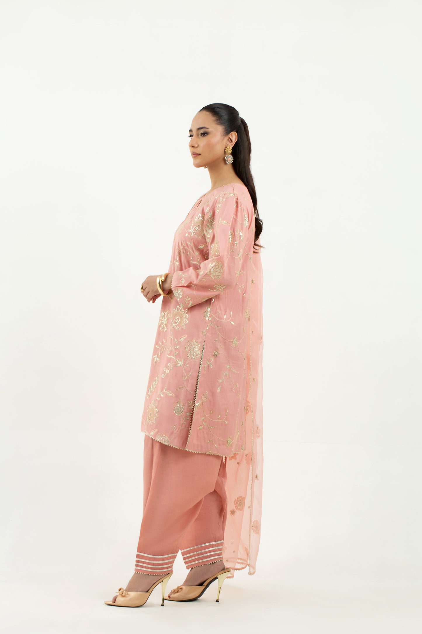 3 Piece - Embroidered Raw Silk Suit LFP1138