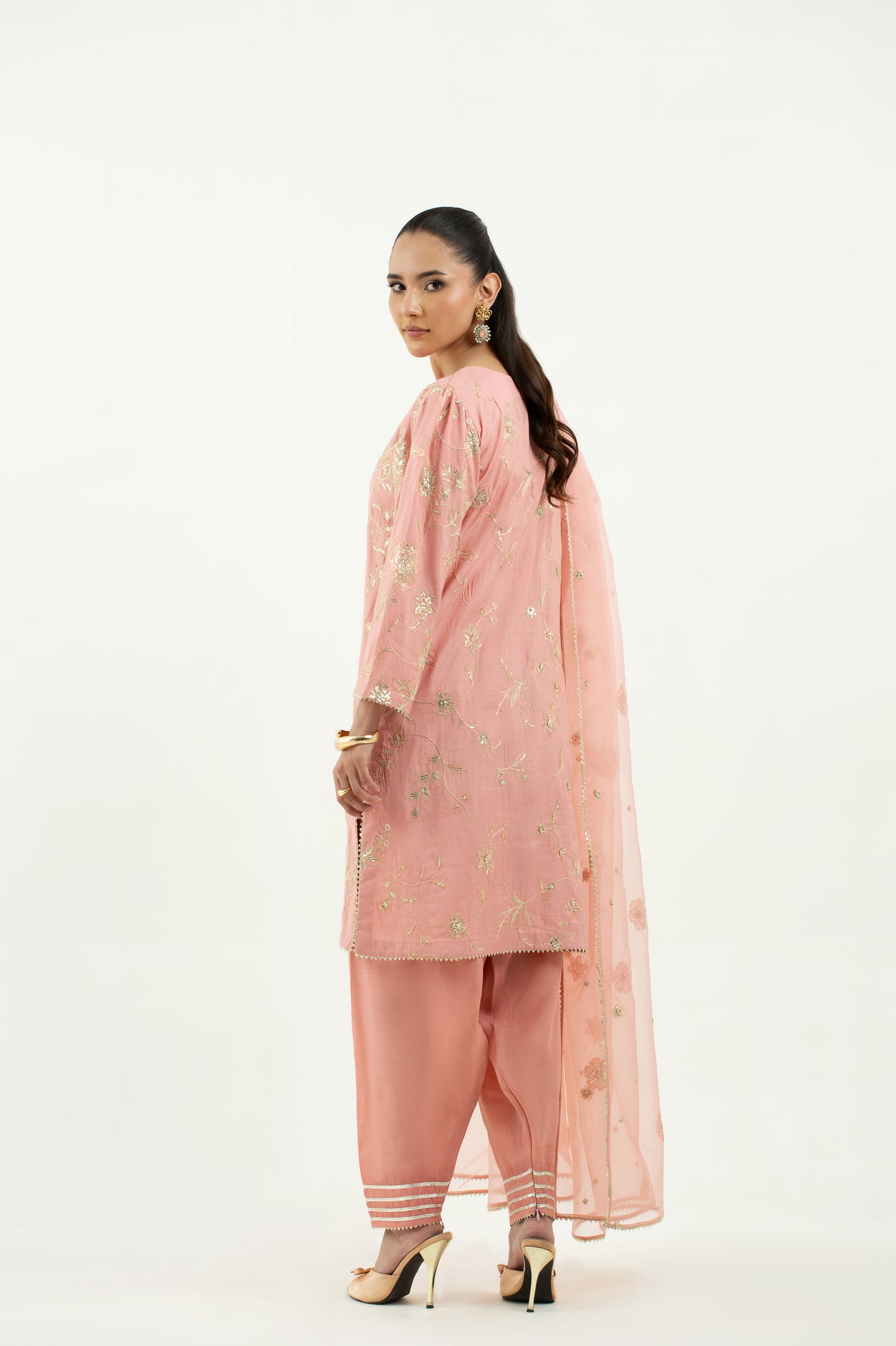 3 Piece - Embroidered Raw Silk Suit LFP1138