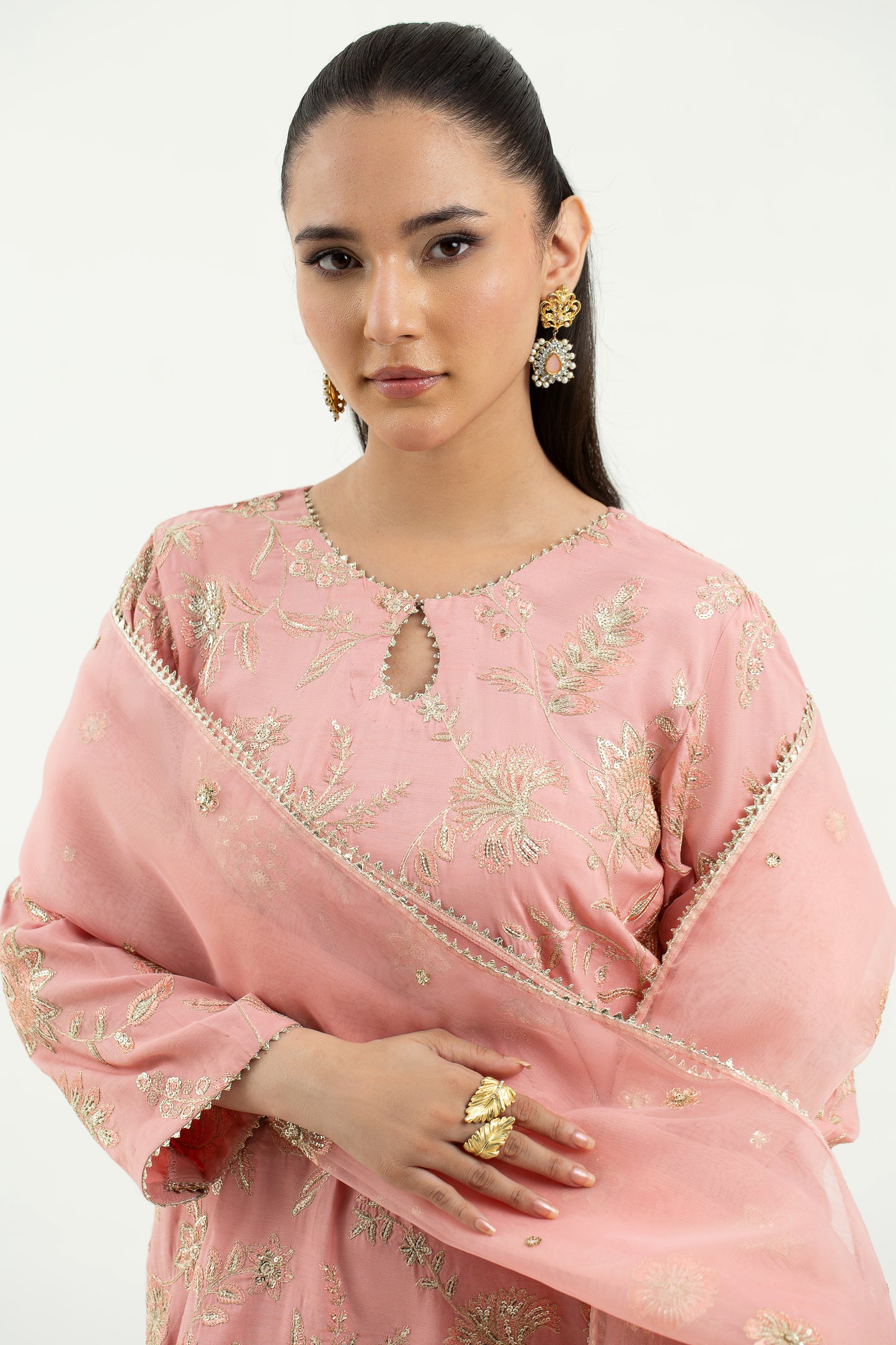3 Piece - Embroidered Raw Silk Suit LFP1138