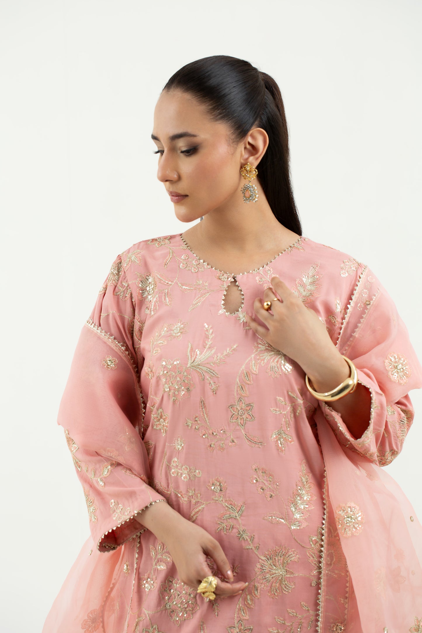 3 Piece - Embroidered Raw Silk Suit LFP1138