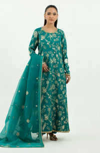 3 Piece - Embroidered Raw Silk Suit LFP1134