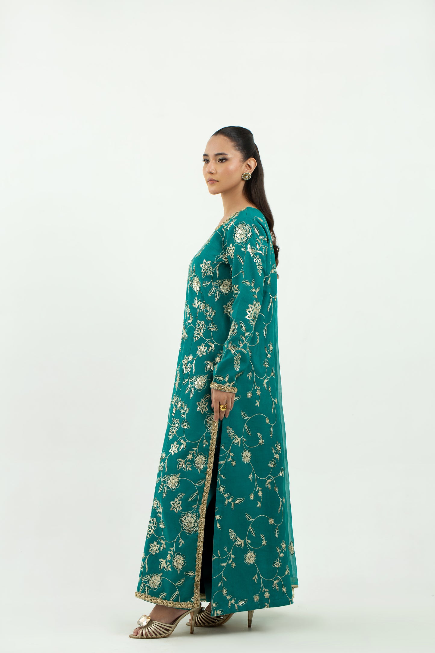 3 Piece - Embroidered Raw Silk Suit LFP1134