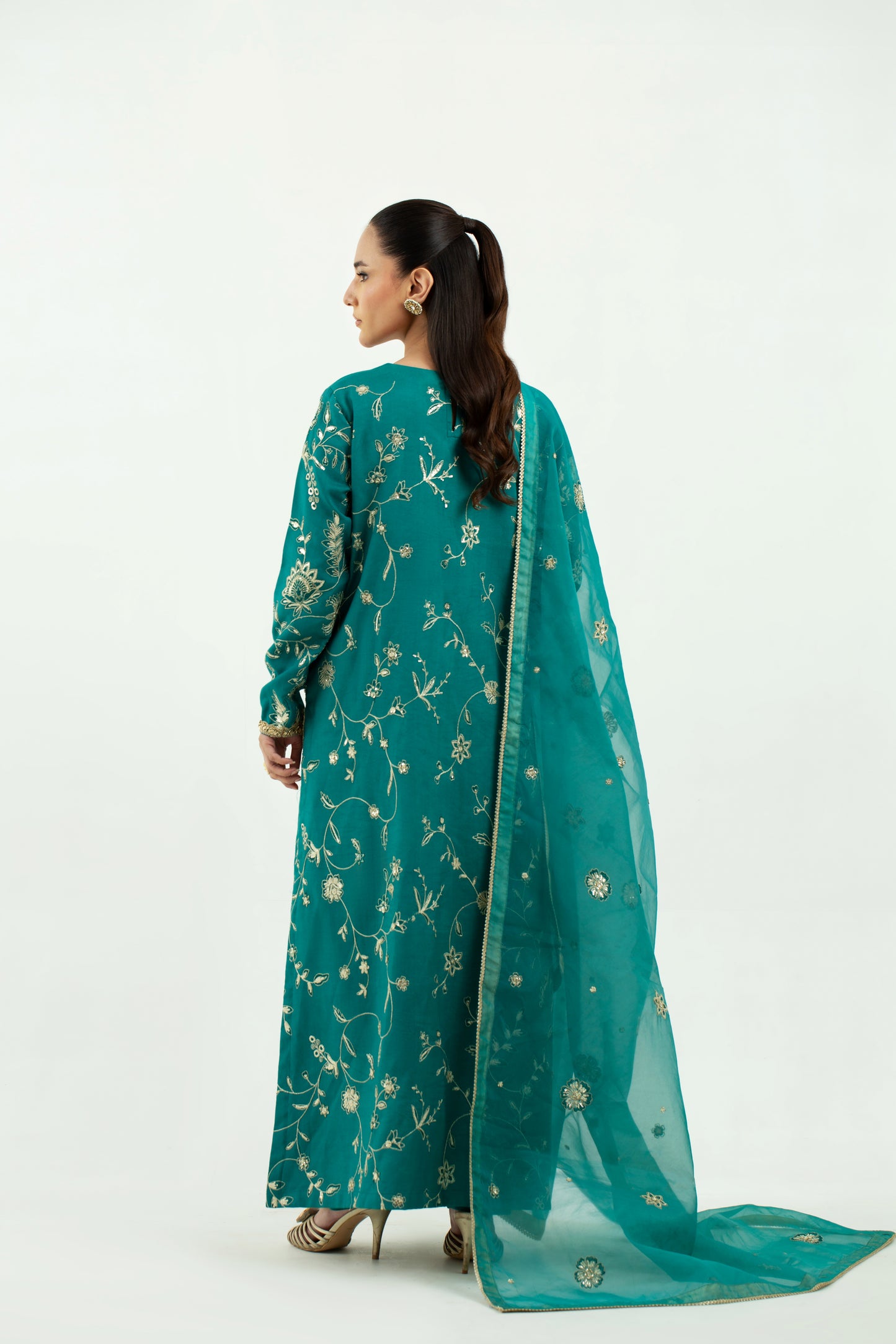3 Piece - Embroidered Raw Silk Suit LFP1134