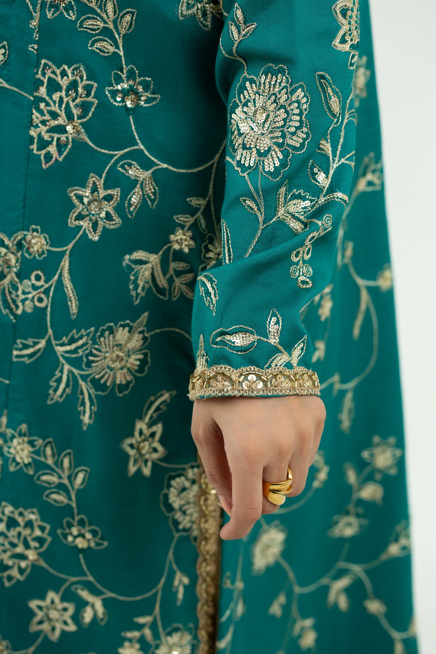 3 Piece - Embroidered Raw Silk Suit LFP1134